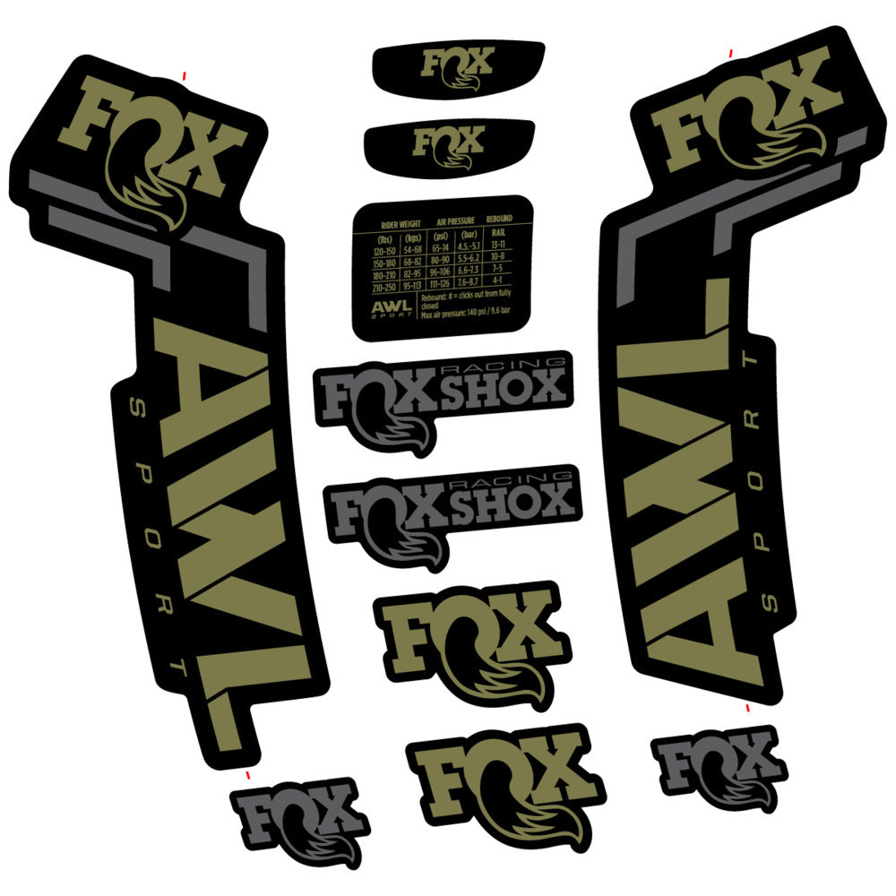 Stickers Compatible Decal Fox AWL Sport 2025 compatibles - Autocollants fourche VTT