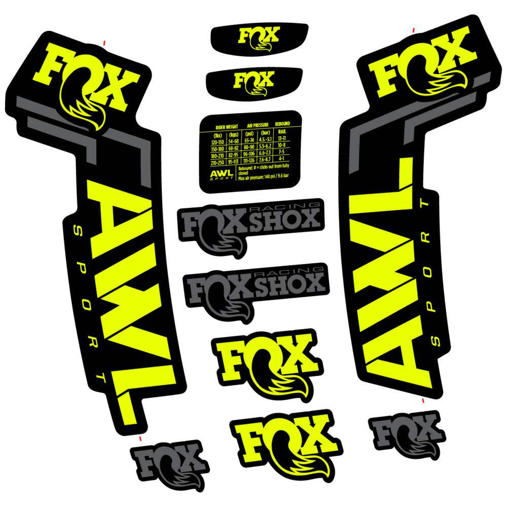 Stickers Compatible Decal Fox AWL Sport 2025 compatibles - Autocollants fourche VTT