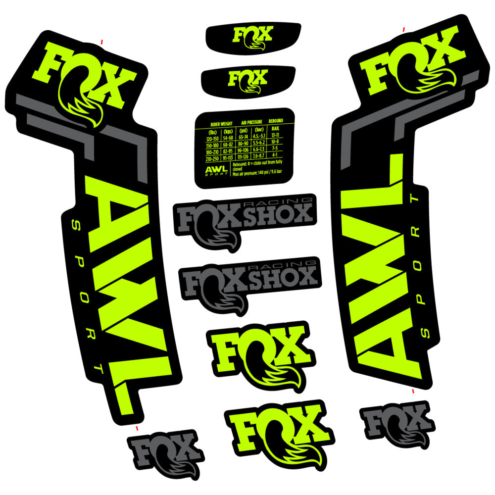 Stickers Compatible Decal Fox AWL Sport 2025 compatibles - Autocollants fourche VTT