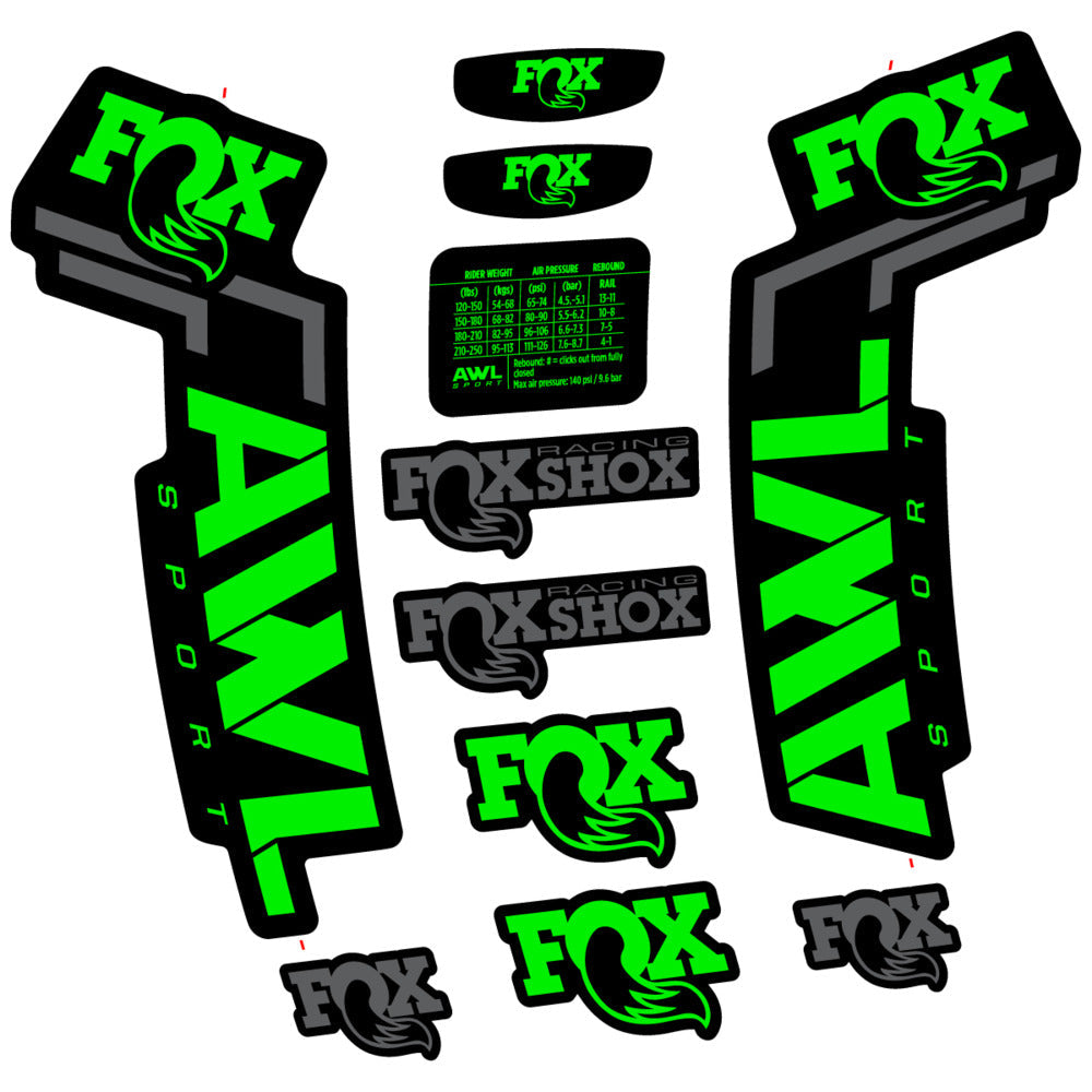Stickers Compatible Decal Fox AWL Sport 2025 compatibles - Autocollants fourche VTT