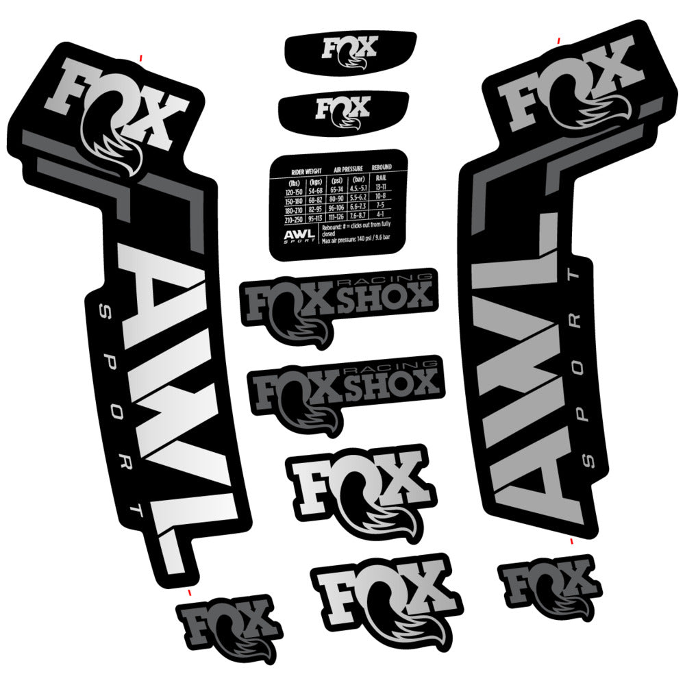 Stickers Compatible Decal Fox AWL Sport 2025 compatibles - Autocollants fourche VTT