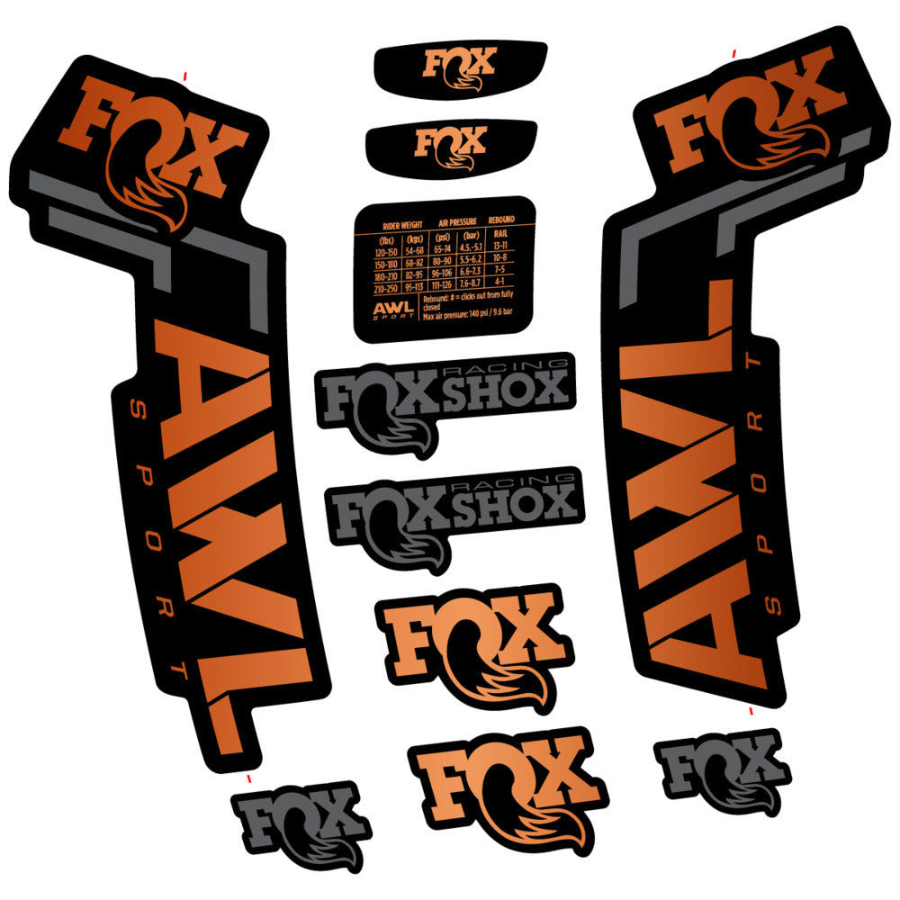 Stickers Compatible Decal Fox AWL Sport 2025 compatibles - Autocollants fourche VTT