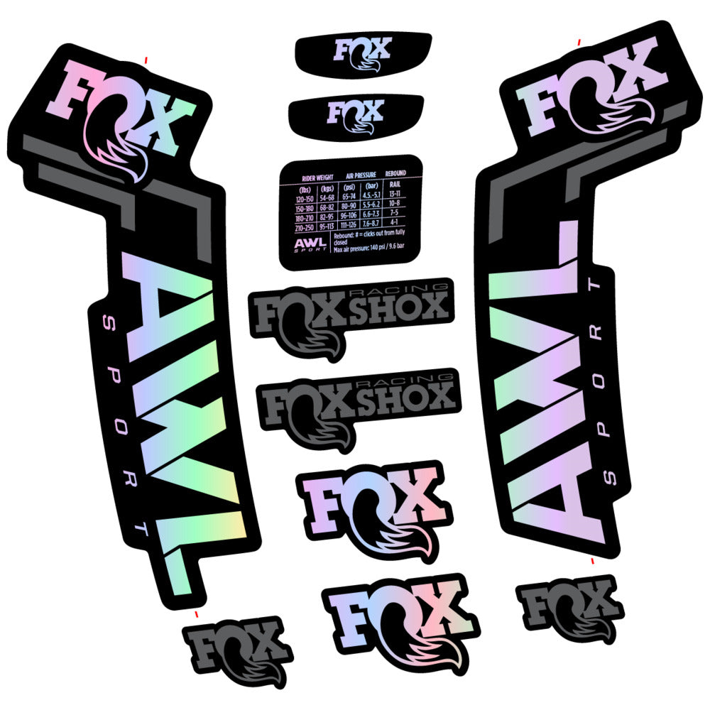 Stickers Compatible Decal Fox AWL Sport 2025 compatibles - Autocollants fourche VTT