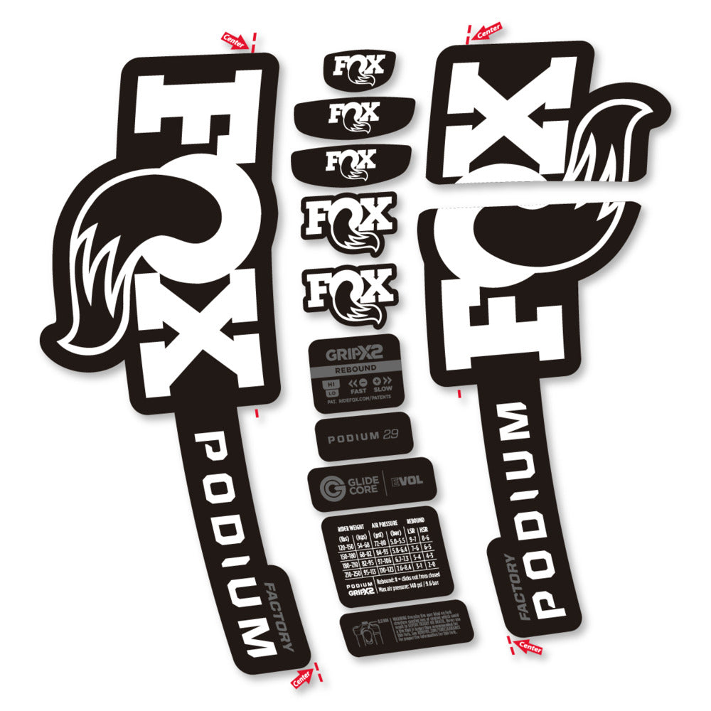 Stickers Compatible Decal Fox Podium Factory 2025 compatibles - Autocollants fourche VTT