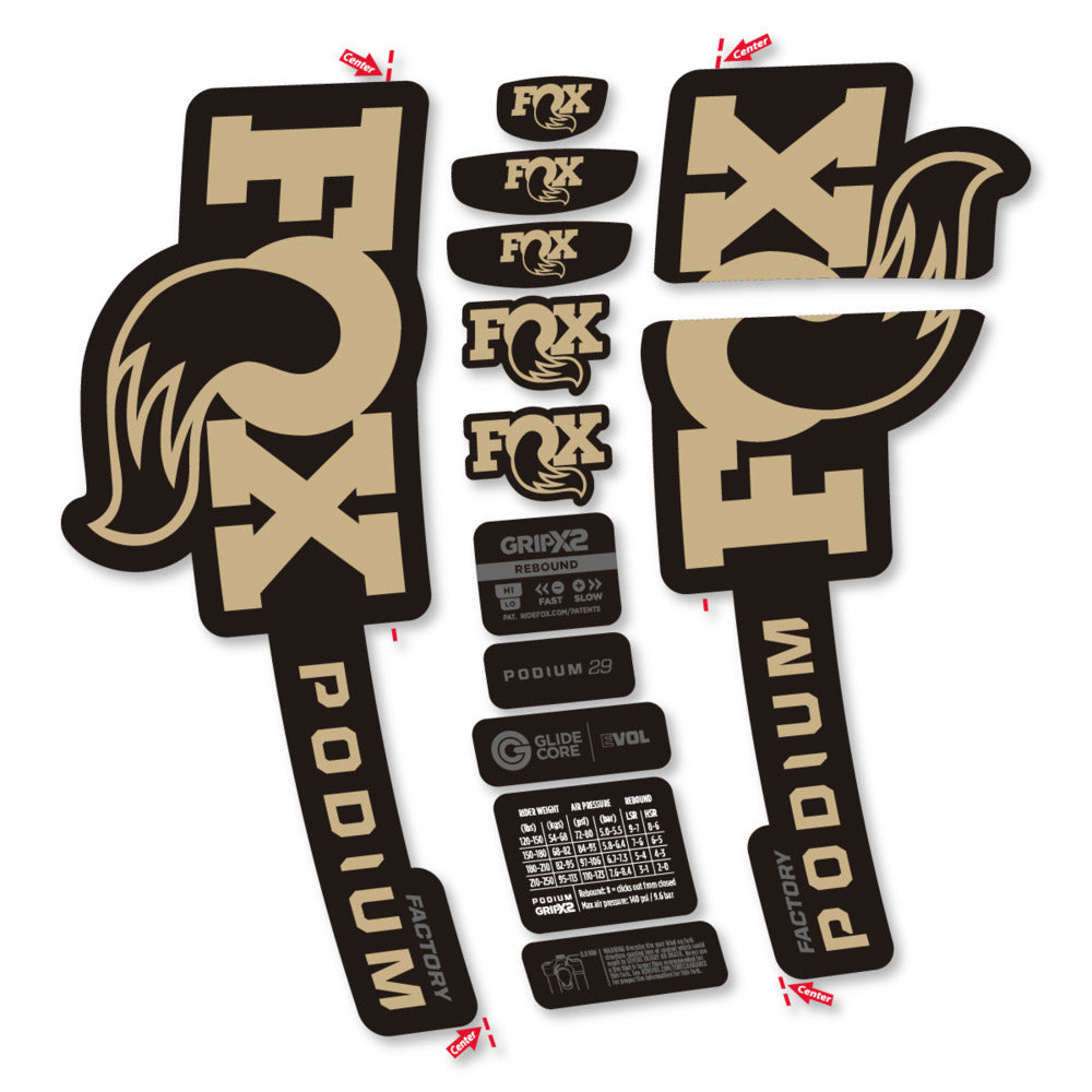 Stickers Compatible Decal Fox Podium Factory 2025 compatibles - Autocollants fourche VTT