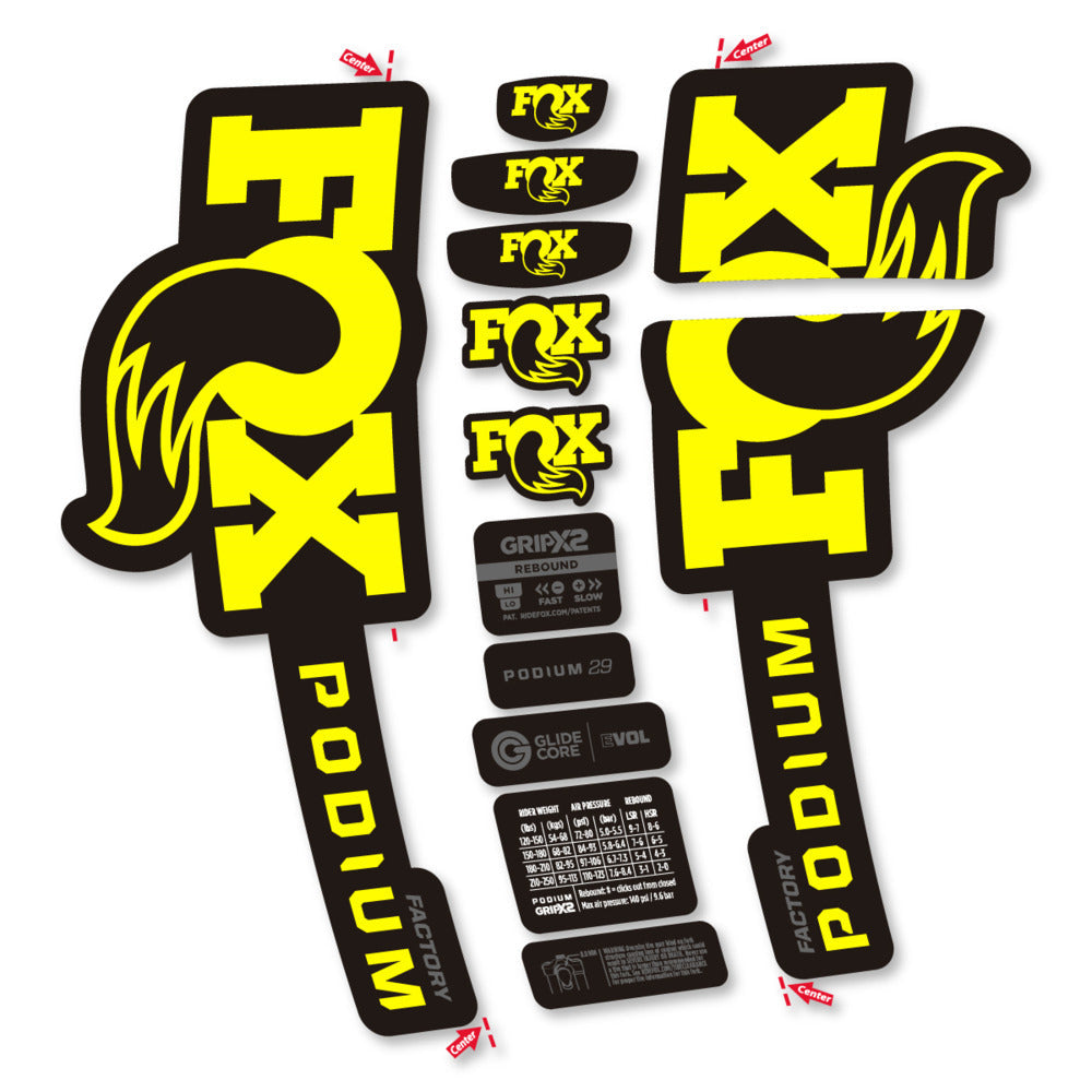Stickers Compatible Decal Fox Podium Factory 2025 compatibles - Autocollants fourche VTT