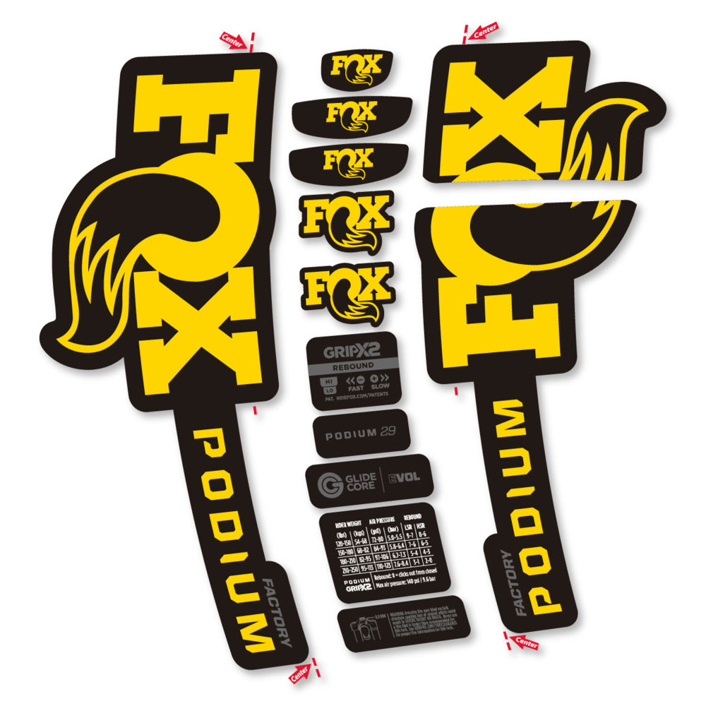 Stickers Compatible Decal Fox Podium Factory 2025 compatibles - Autocollants fourche VTT