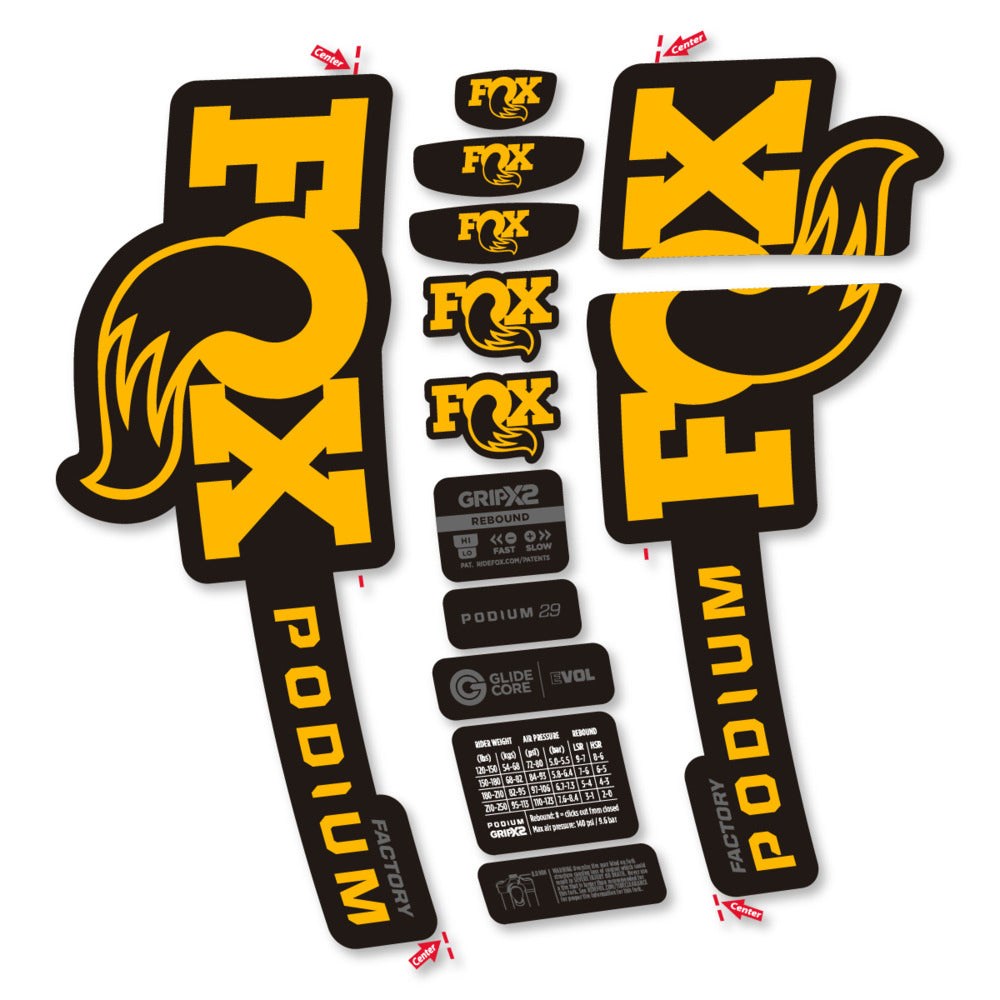 Stickers Compatible Decal Fox Podium Factory 2025 compatibles - Autocollants fourche VTT
