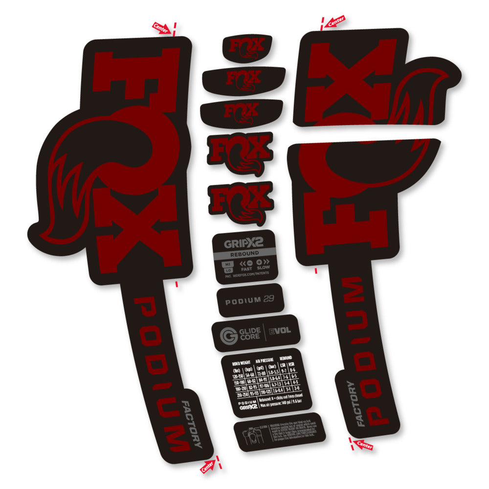 Stickers Compatible Decal Fox Podium Factory 2025 compatibles - Autocollants fourche VTT