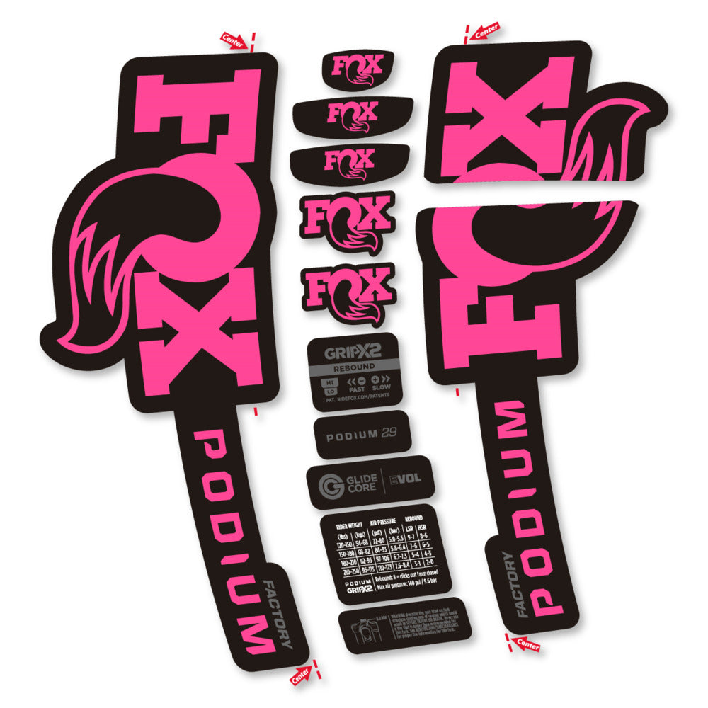 Stickers Compatible Decal Fox Podium Factory 2025 compatibles - Autocollants fourche VTT