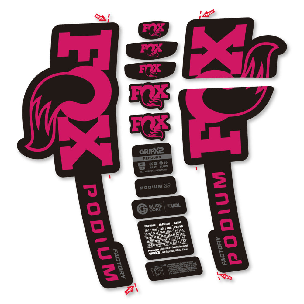 Stickers Compatible Decal Fox Podium Factory 2025 compatibles - Autocollants fourche VTT