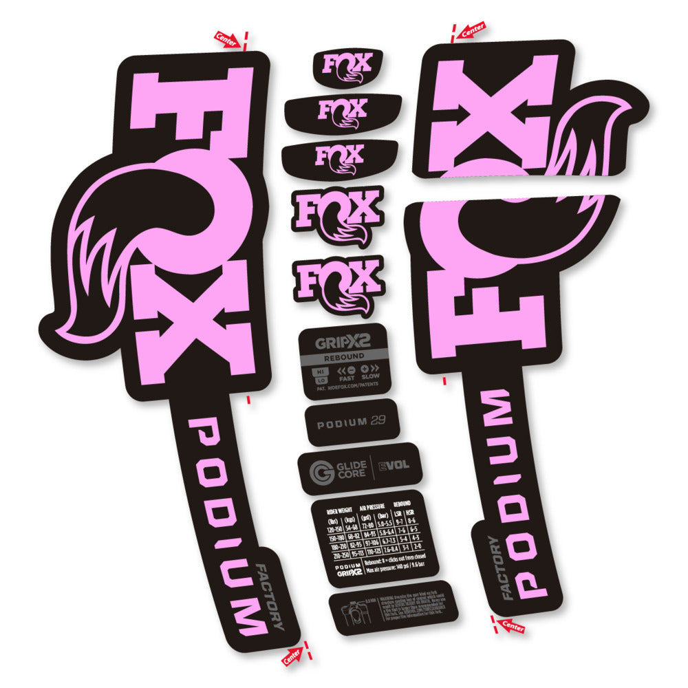 Stickers Compatible Decal Fox Podium Factory 2025 compatibles - Autocollants fourche VTT