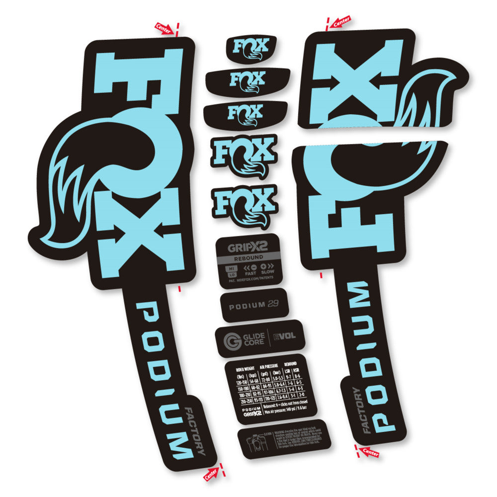 Stickers Compatible Decal Fox Podium Factory 2025 compatibles - Autocollants fourche VTT