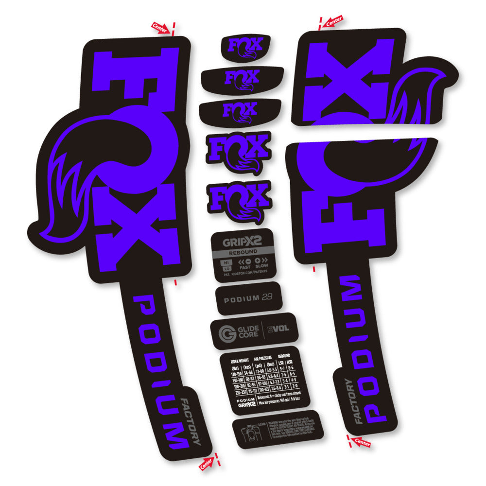 Stickers Compatible Decal Fox Podium Factory 2025 compatibles - Autocollants fourche VTT