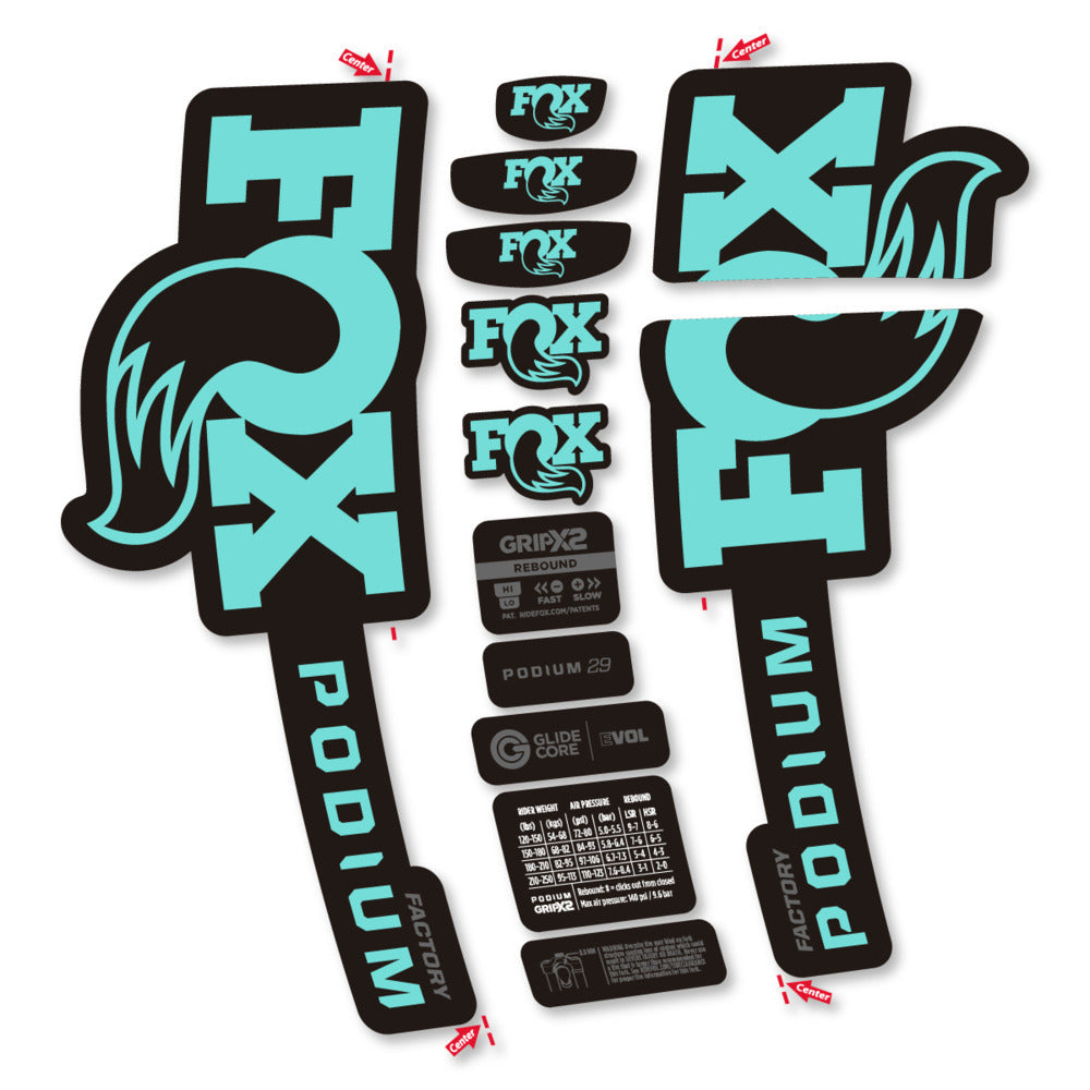 Stickers Compatible Decal Fox Podium Factory 2025 compatibles - Autocollants fourche VTT