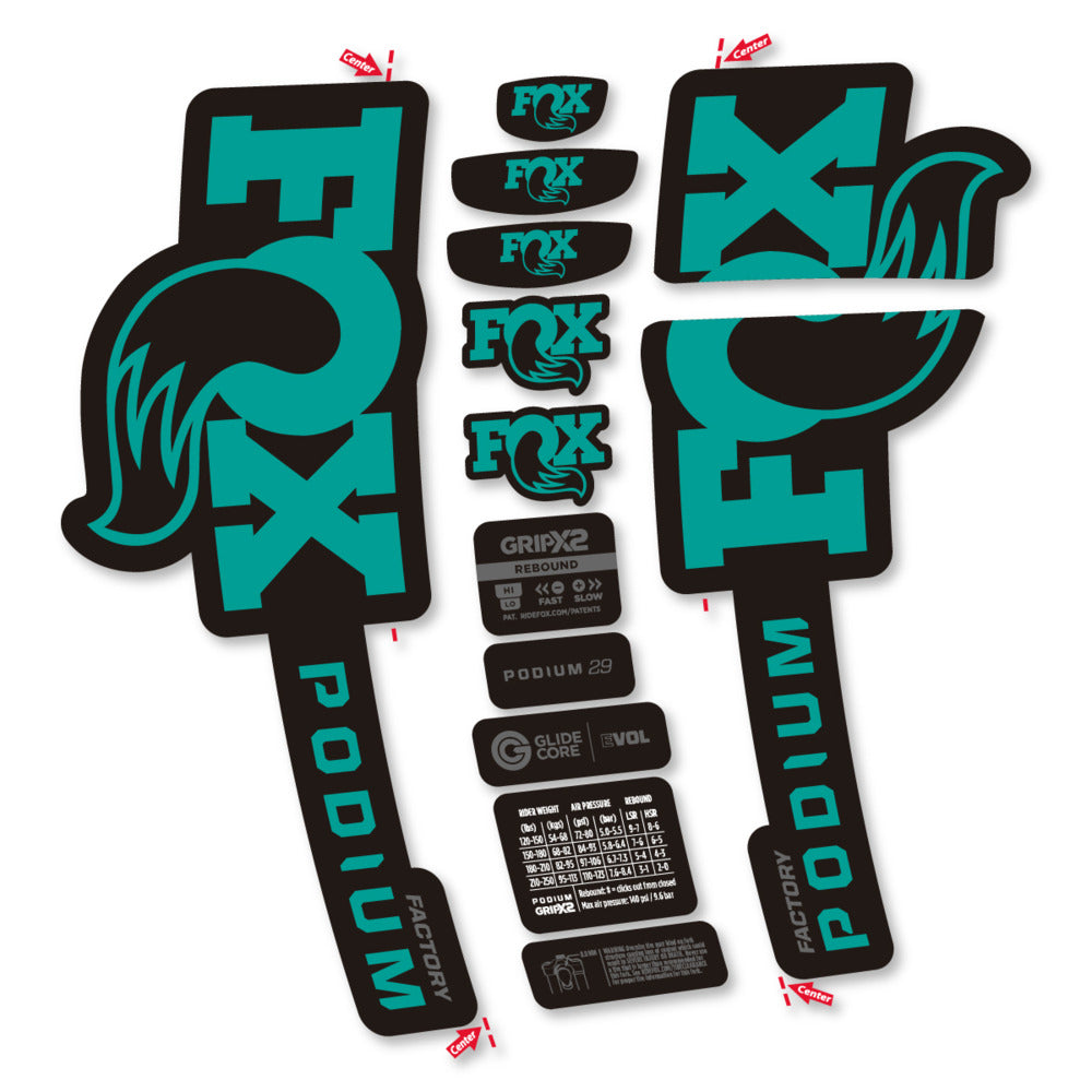 Stickers Compatible Decal Fox Podium Factory 2025 compatibles - Autocollants fourche VTT