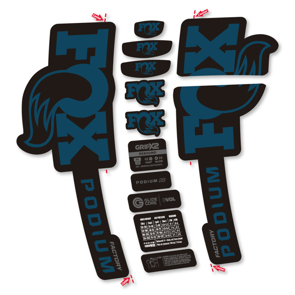 Stickers Compatible Decal Fox Podium Factory 2025 compatibles - Autocollants fourche VTT