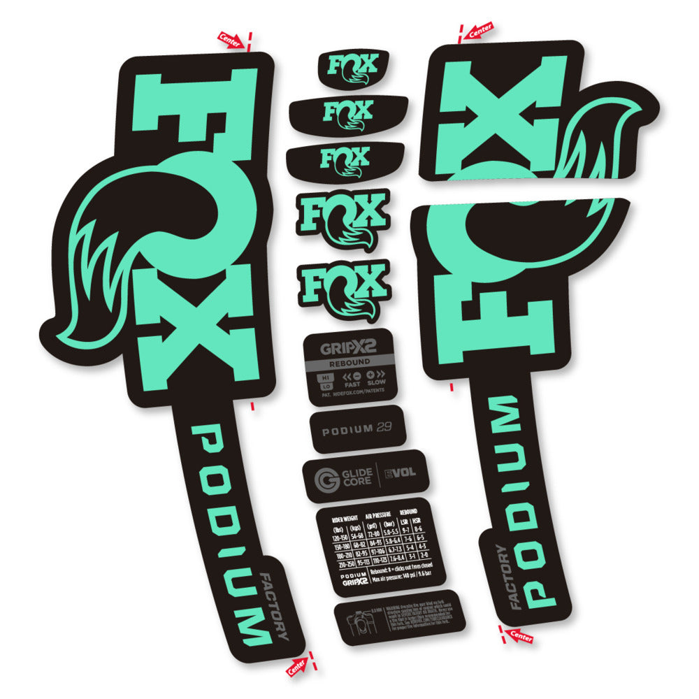 Stickers Compatible Decal Fox Podium Factory 2025 compatibles - Autocollants fourche VTT