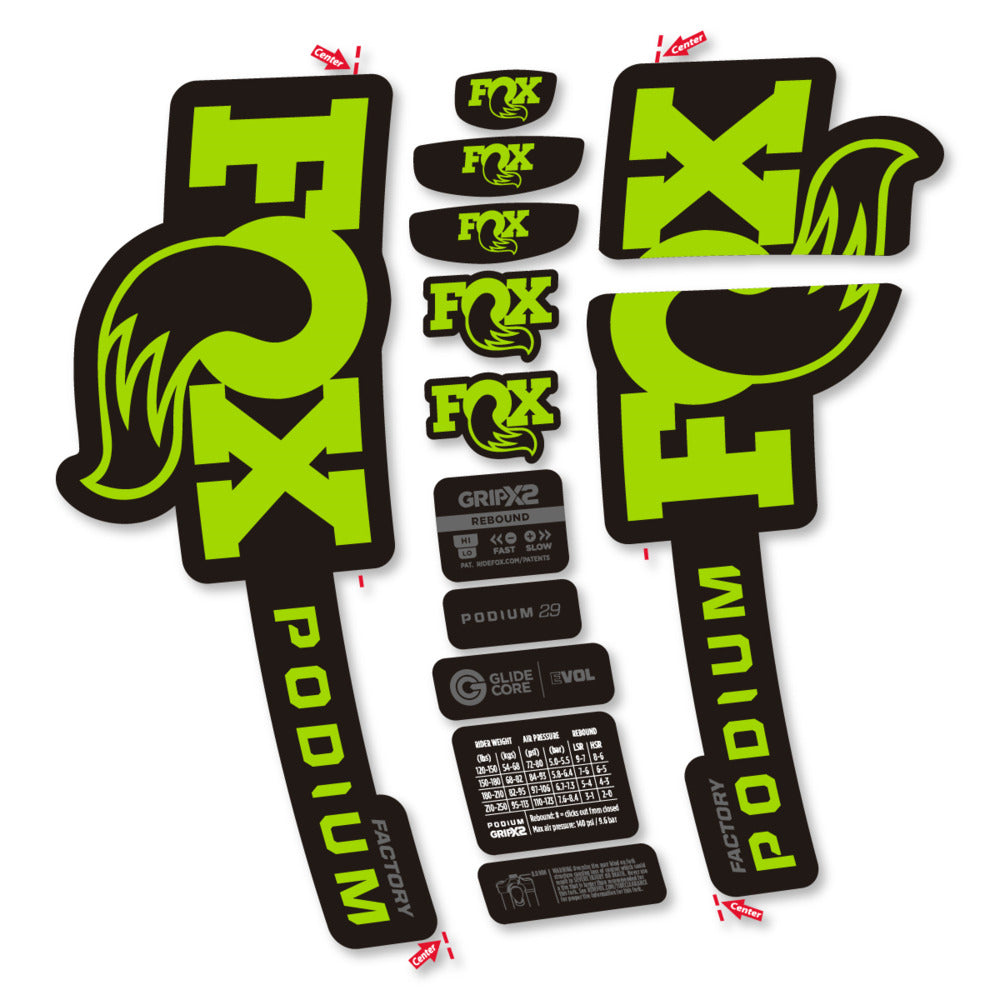 Stickers Compatible Decal Fox Podium Factory 2025 compatibles - Autocollants fourche VTT