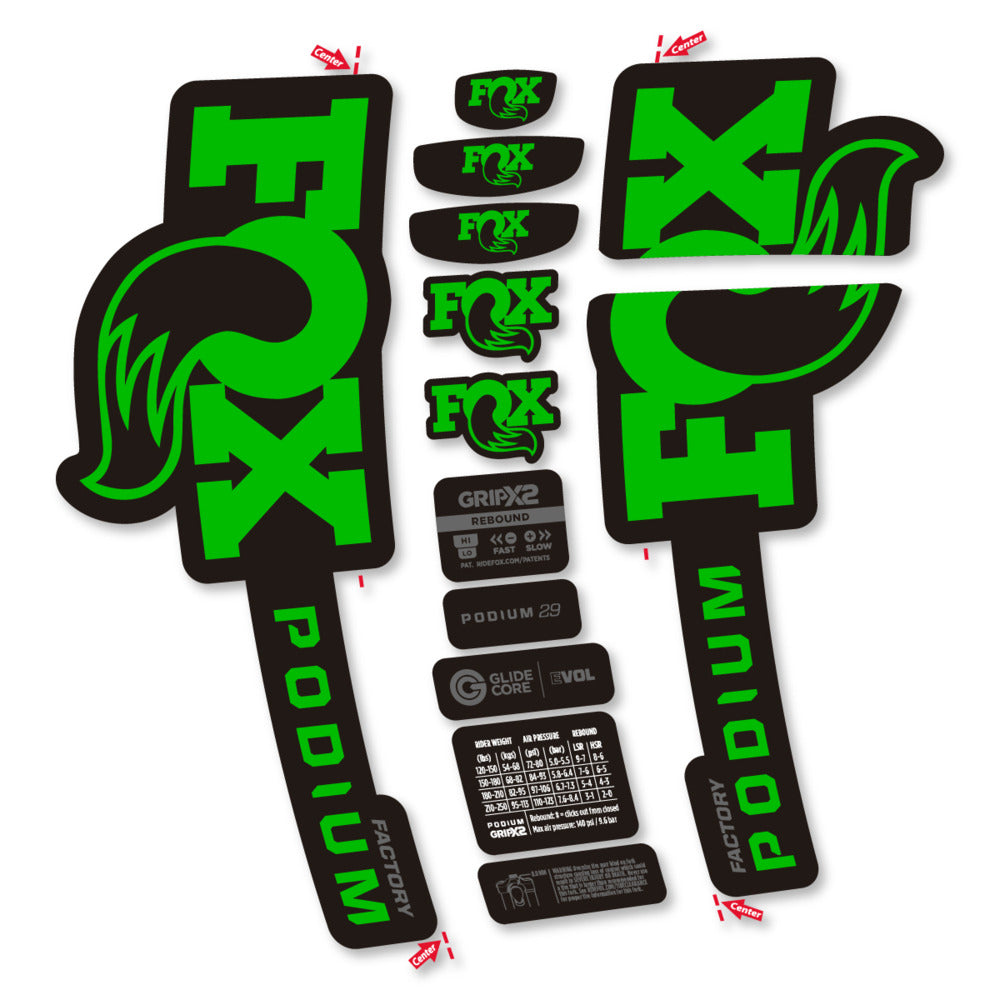 Stickers Compatible Decal Fox Podium Factory 2025 compatibles - Autocollants fourche VTT