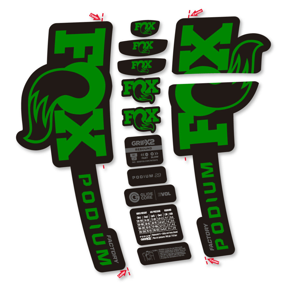 Stickers Compatible Decal Fox Podium Factory 2025 compatibles - Autocollants fourche VTT