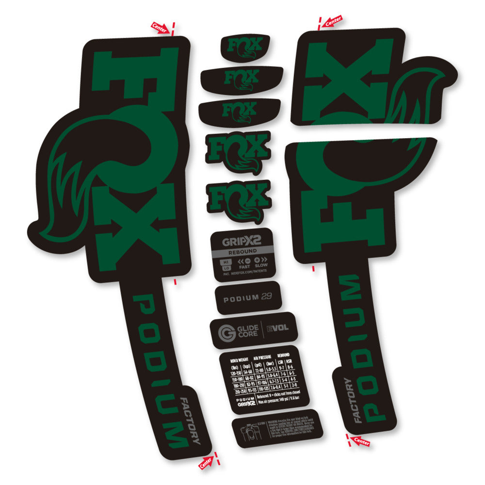 Stickers Compatible Decal Fox Podium Factory 2025 compatibles - Autocollants fourche VTT