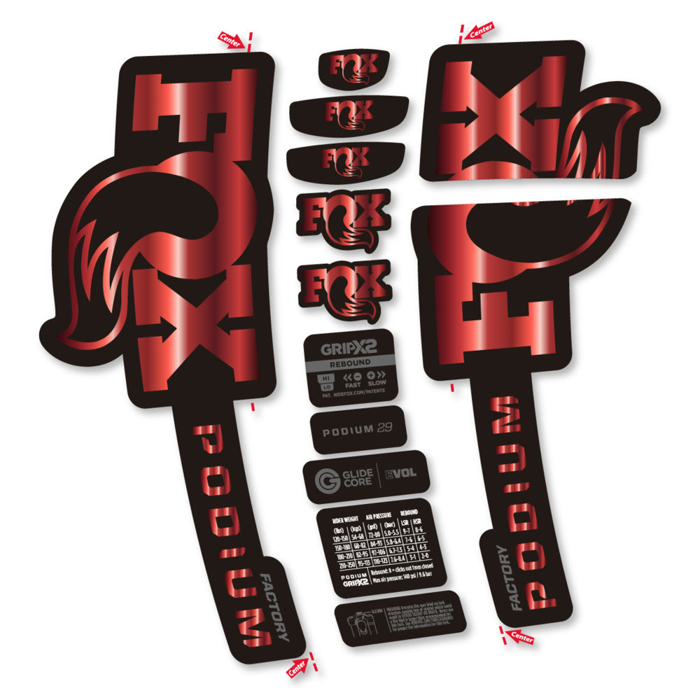Stickers Compatible Decal Fox Podium Factory 2025 compatibles - Autocollants fourche VTT