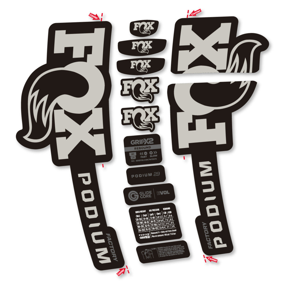 Stickers Compatible Decal Fox Podium Factory 2025 compatibles - Autocollants fourche VTT