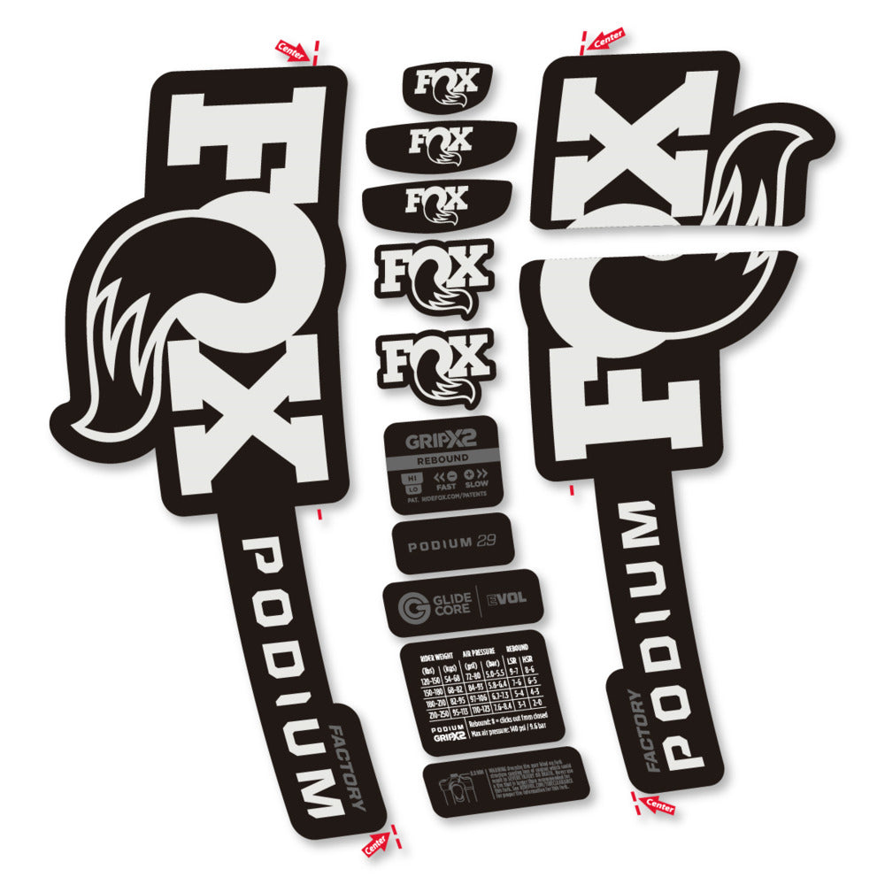 Stickers Compatible Decal Fox Podium Factory 2025 compatibles - Autocollants fourche VTT