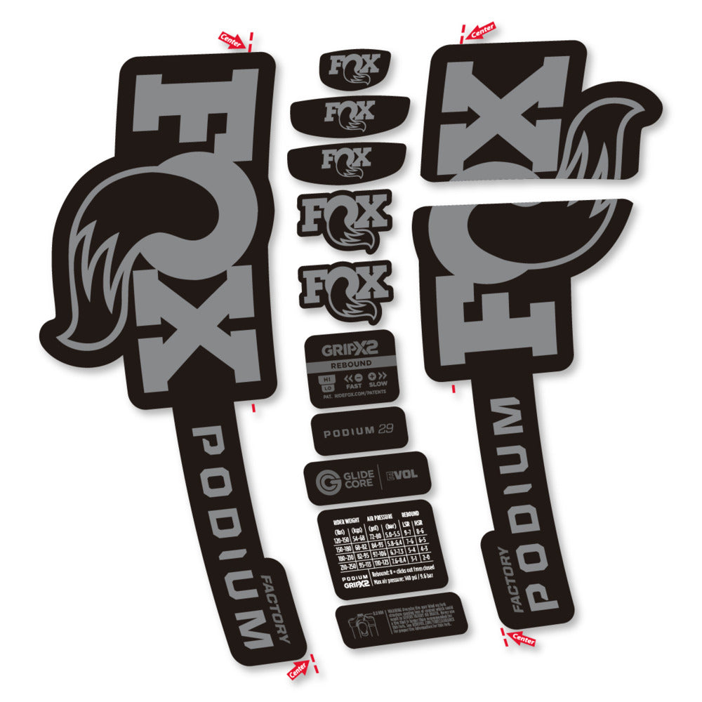 Stickers Compatible Decal Fox Podium Factory 2025 compatibles - Autocollants fourche VTT