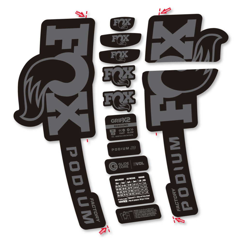 Stickers Compatible Decal Fox Podium Factory 2025 compatibles - Autocollants fourche VTT