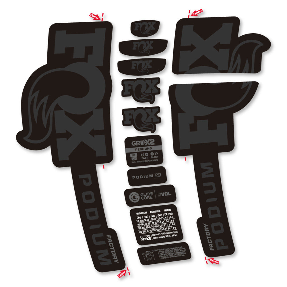 Stickers Compatible Decal Fox Podium Factory 2025 compatibles - Autocollants fourche VTT