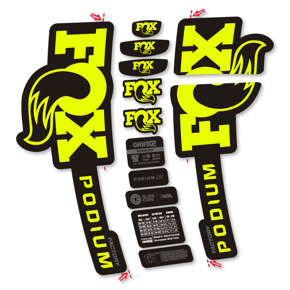 Stickers Compatible Decal Fox Podium Factory 2025 compatibles - Autocollants fourche VTT