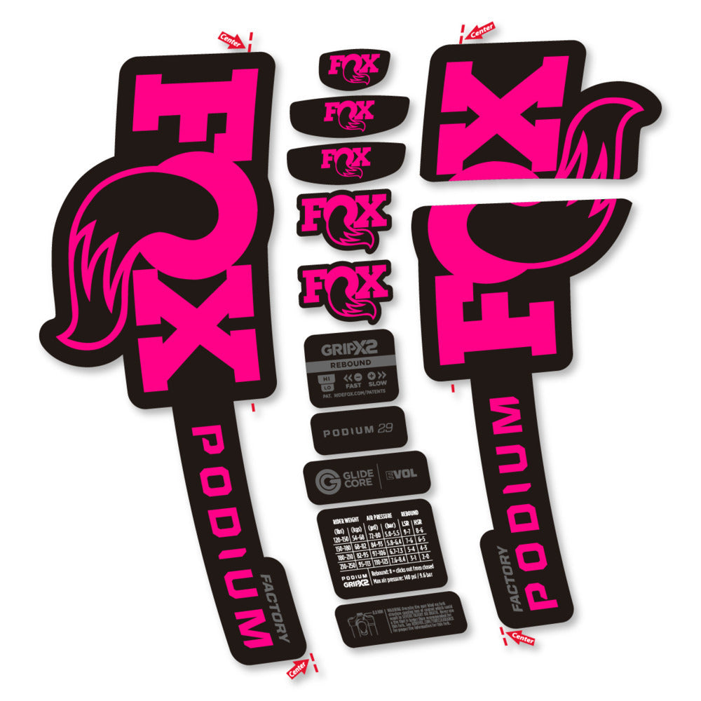 Stickers Compatible Decal Fox Podium Factory 2025 compatibles - Autocollants fourche VTT