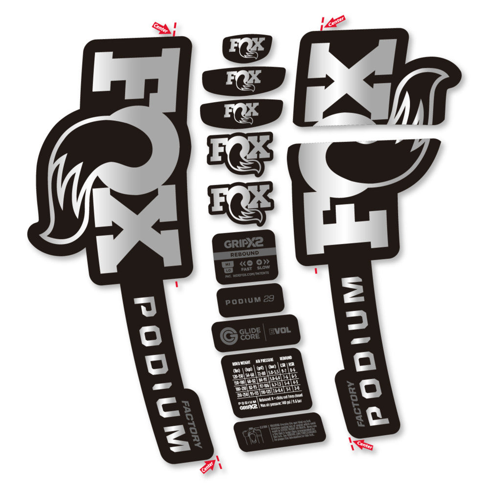 Stickers Compatible Decal Fox Podium Factory 2025 compatibles - Autocollants fourche VTT