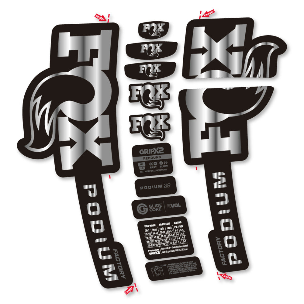 Stickers Compatible Decal Fox Podium Factory 2025 compatibles - Autocollants fourche VTT