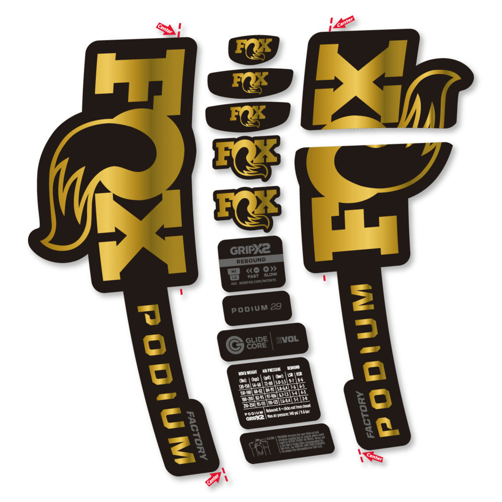 Stickers Compatible Decal Fox Podium Factory 2025 compatibles - Autocollants fourche VTT