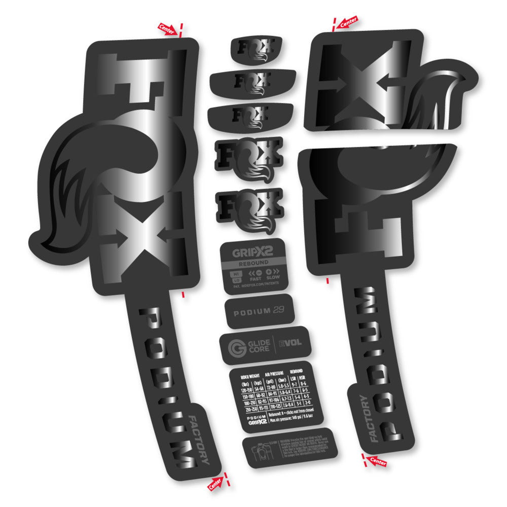 Stickers Compatible Decal Fox Podium Factory 2025 compatibles - Autocollants fourche VTT