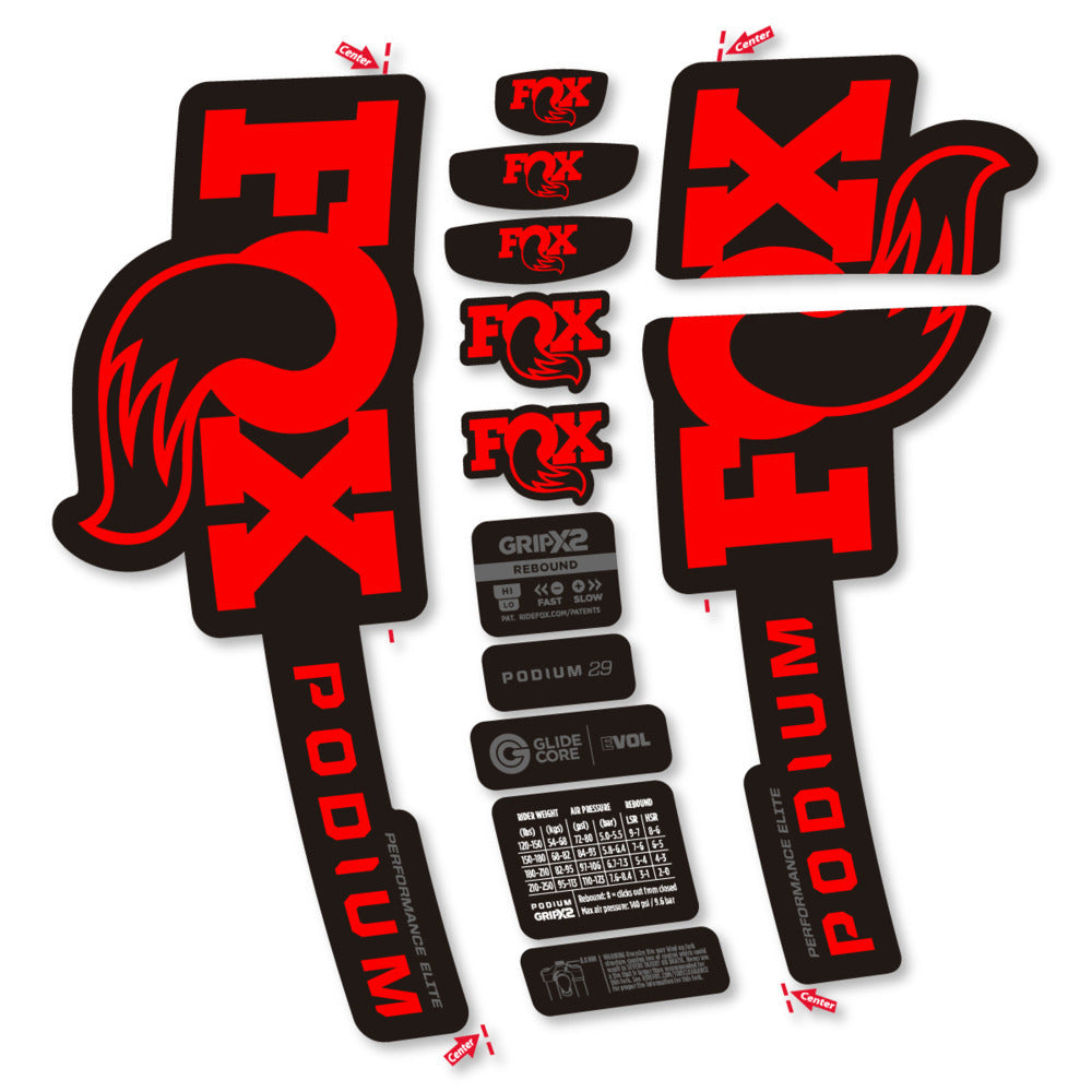 Stickers Compatible Decal Fox Podium Performance Elite 2025 compatibles - Autocollants fourche VTT