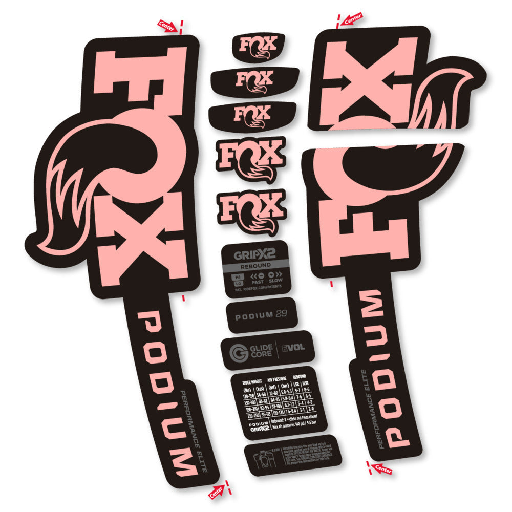 Stickers Compatible Decal Fox Podium Performance Elite 2025 compatibles - Autocollants fourche VTT