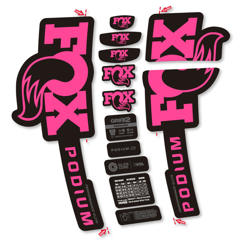 Stickers Compatible Decal Fox Podium Performance Elite 2025 compatibles - Autocollants fourche VTT
