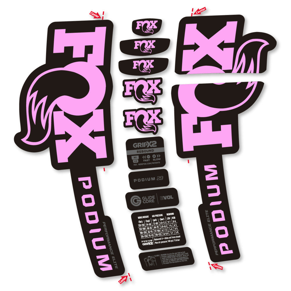 Stickers Compatible Decal Fox Podium Performance Elite 2025 compatibles - Autocollants fourche VTT