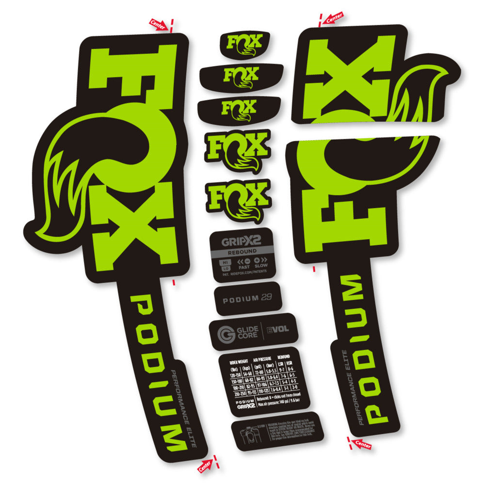 Stickers Compatible Decal Fox Podium Performance Elite 2025 compatibles - Autocollants fourche VTT
