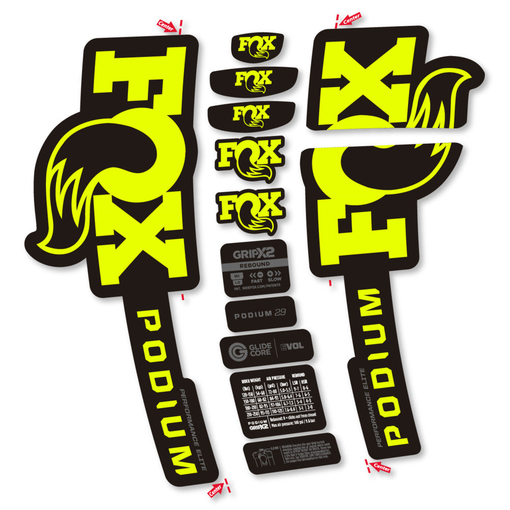 Stickers Compatible Decal Fox Podium Performance Elite 2025 compatibles - Autocollants fourche VTT