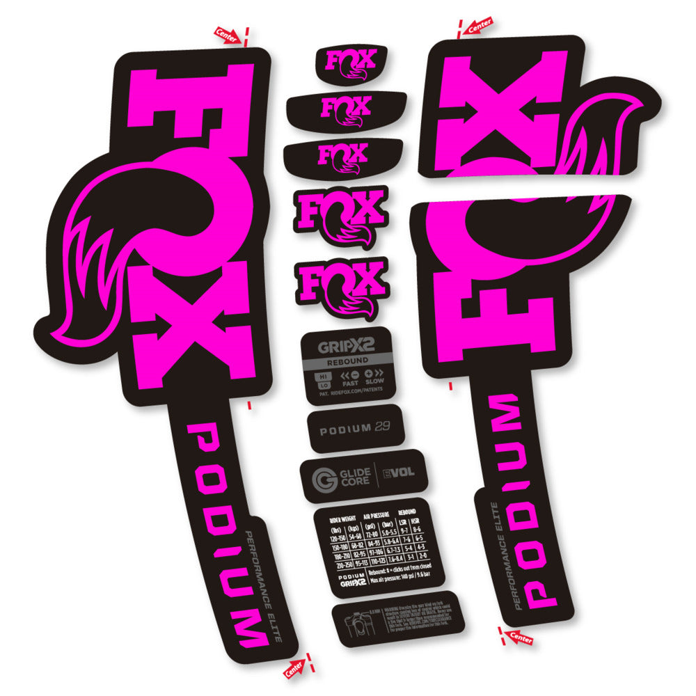 Stickers Compatible Decal Fox Podium Performance Elite 2025 compatibles - Autocollants fourche VTT