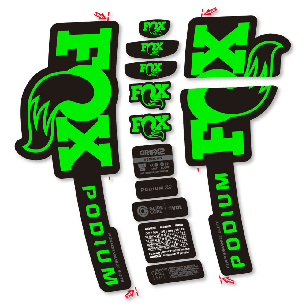 Stickers Compatible Decal Fox Podium Performance Elite 2025 compatibles - Autocollants fourche VTT