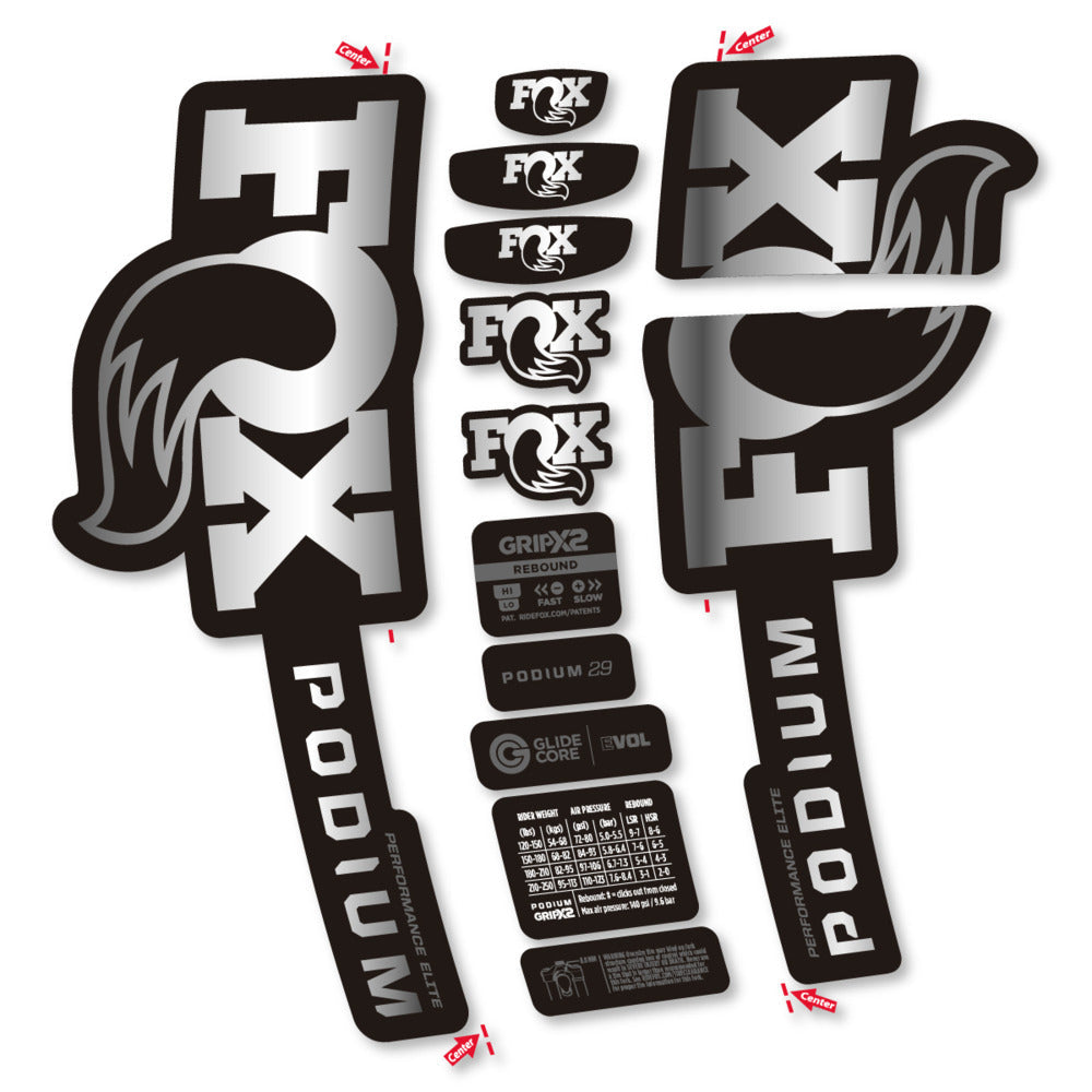 Stickers Compatible Decal Fox Podium Performance Elite 2025 compatibles - Autocollants fourche VTT