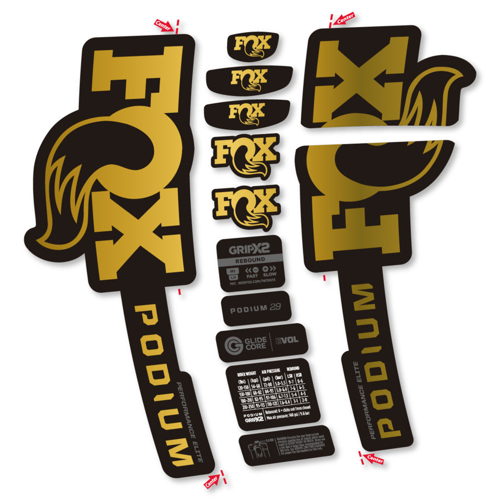 Stickers Compatible Decal Fox Podium Performance Elite 2025 compatibles - Autocollants fourche VTT