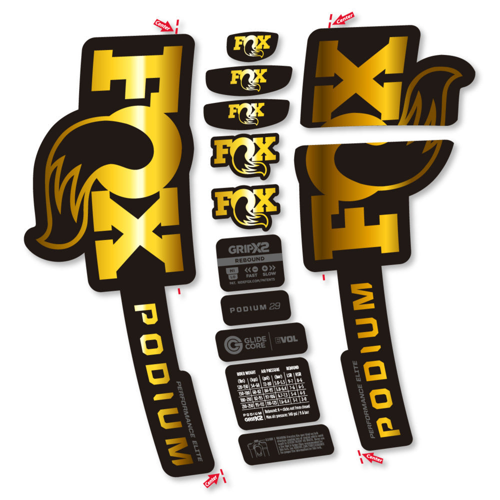 Stickers Compatible Decal Fox Podium Performance Elite 2025 compatibles - Autocollants fourche VTT