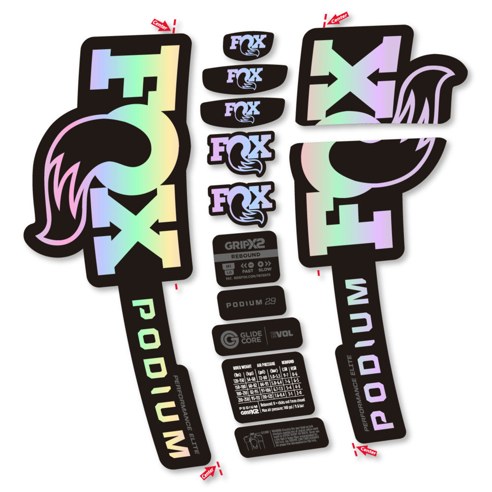 Stickers Compatible Decal Fox Podium Performance Elite 2025 compatibles - Autocollants fourche VTT